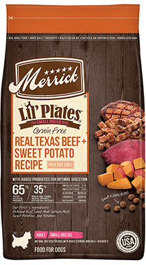 Merrick Lil 'Teller Getreidefreie kleine Rasse Trockenfutter Hundefutter Real Texas Rindfleisch + Süßkartoffel Rezept